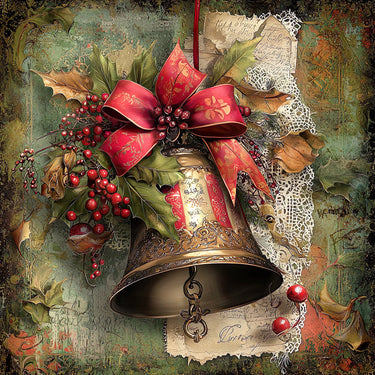 Christmas Bell Sign, DCO-102322, Sign For Wreath, 10x10in Metal Sign